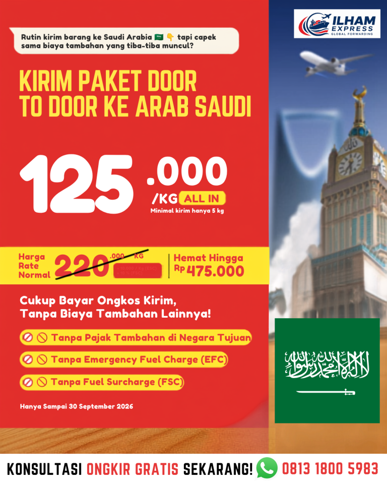 Promo pengiriman paket ke Arab Saudi September 2026 - Ilham Express Depok